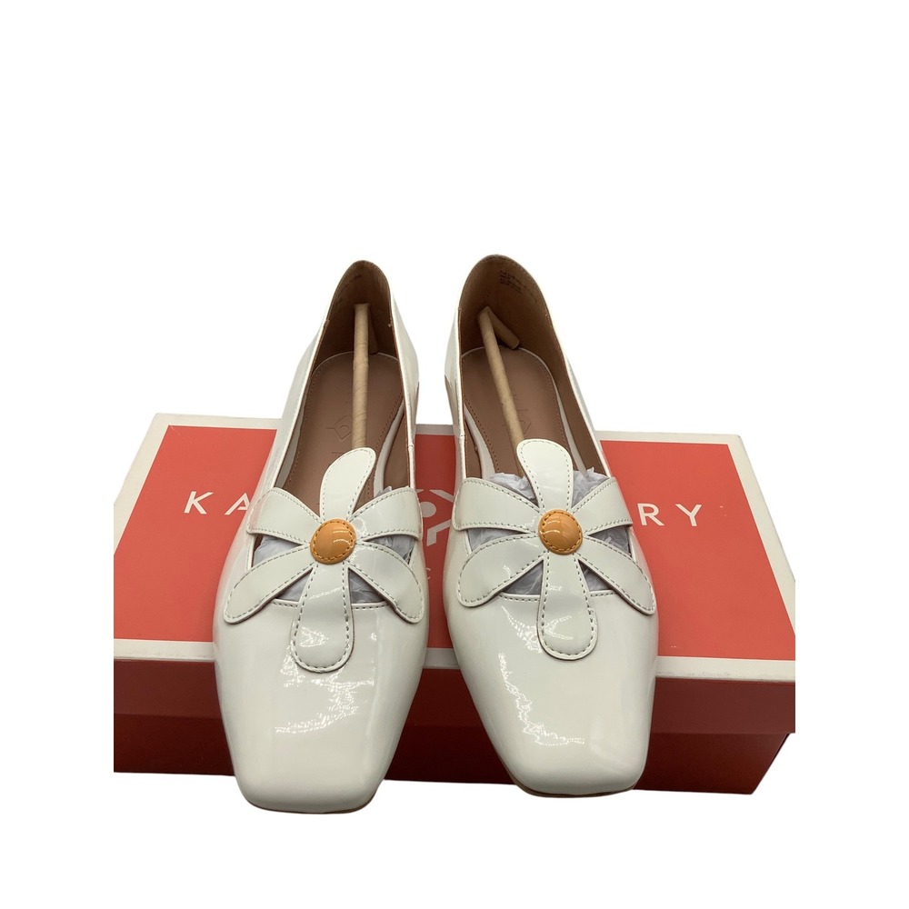 Katy Perry The Evie Daisy Flat Optic White Patent Square Toe Shoes KP2204 9M 39
